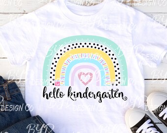 Bonjour jardin d'enfants arc-en-ciel SVG : conception de chemise d'enseignant (téléchargement numérique)