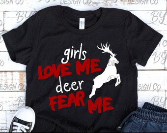 Girls Love Me Deer Fear Me SVG : Design de chemise pour la Saint-Valentin (téléchargement numérique)