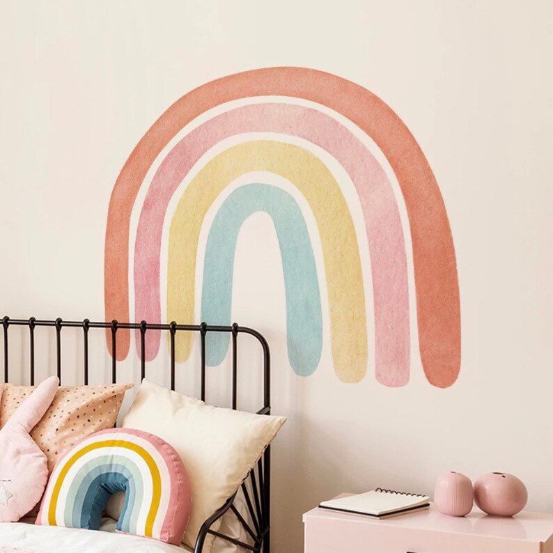 Large Pastel Neutral Rainbow Wall Decal Nursery Wall Decal Etsy