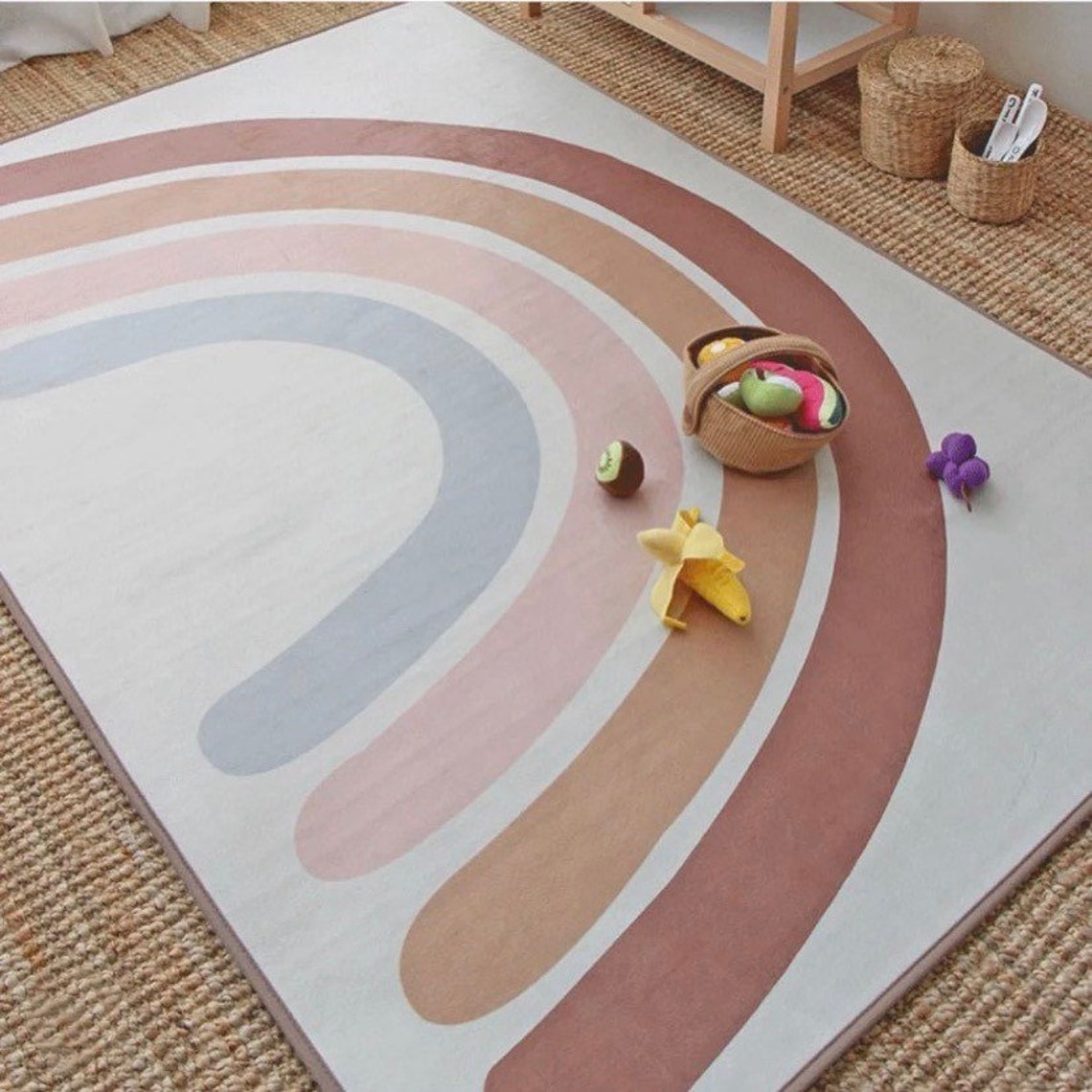 Rainbow Playmat Rug Rainbow Crawl Mat Baby Boho Photo Prop Etsy