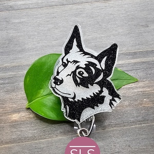 Australian Cattle Dog Badge Reel-Glitter Dog Badge Reel-Nursing Badge Reel-Dog Lover Gifts