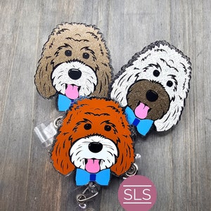Porta badge retrattile con glitter dorato e glitter marrone