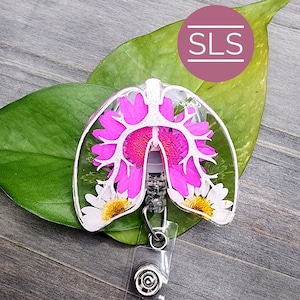 Lung Floral Badge Reel-Anatomical Lung Badge Reels-Floral Badge Holder