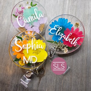 Floral Badge Reel-Real Flower Badge Holder-ID Badge Holder-Nurse Badge Reel