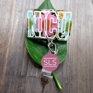 Carretel de crachá floral para UTIN - Flor prensada a seco real - Presente para UTIN e Ped Nurse-Badge Reel Healthcare