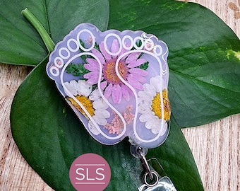 Bobine de badge floral Baby Feet-Porte-badge de l'USIN-Cadeau pour infirmière infirmier/ère de l'USIN