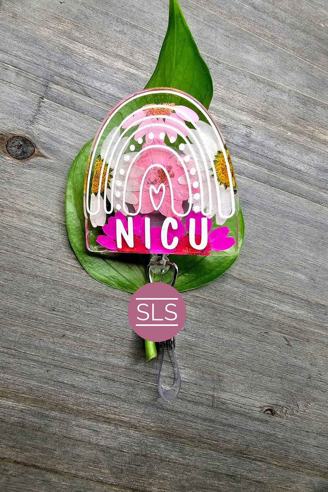 Floral Rainbow NICU Badge Reelreal Dry Pressed Flowergift for NICU