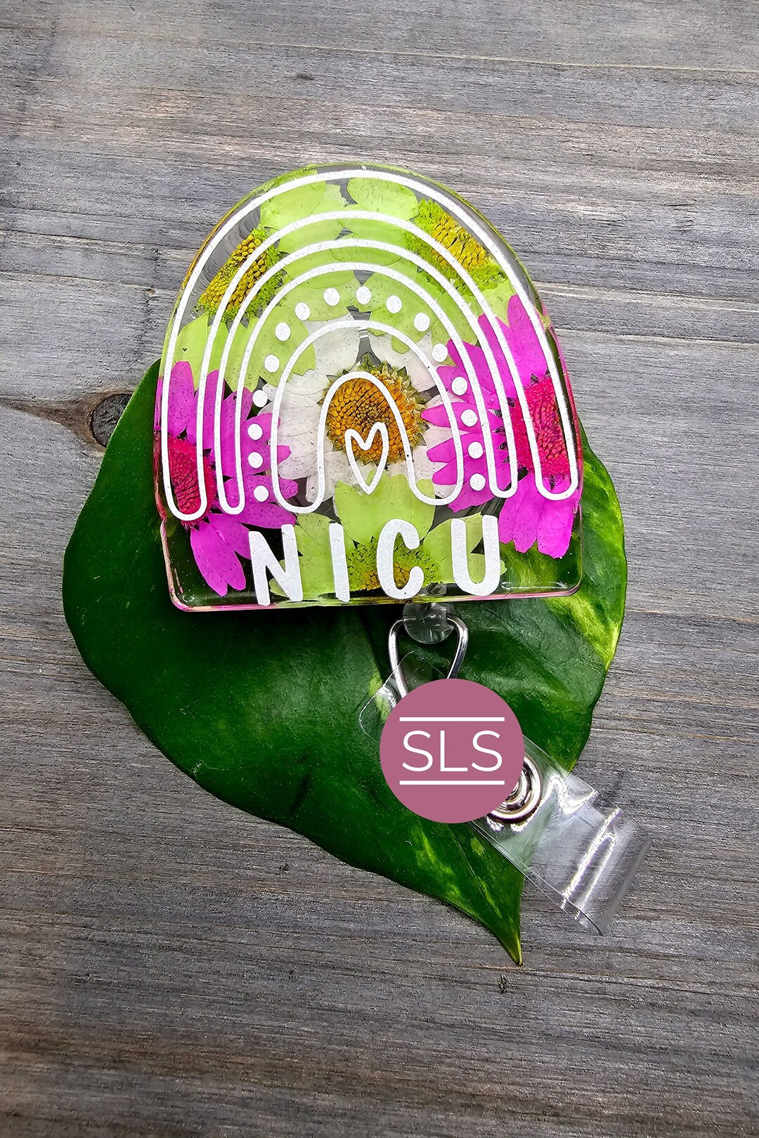 Floral Rainbow NICU Badge Reelreal Dry Pressed Flowergift Etsy