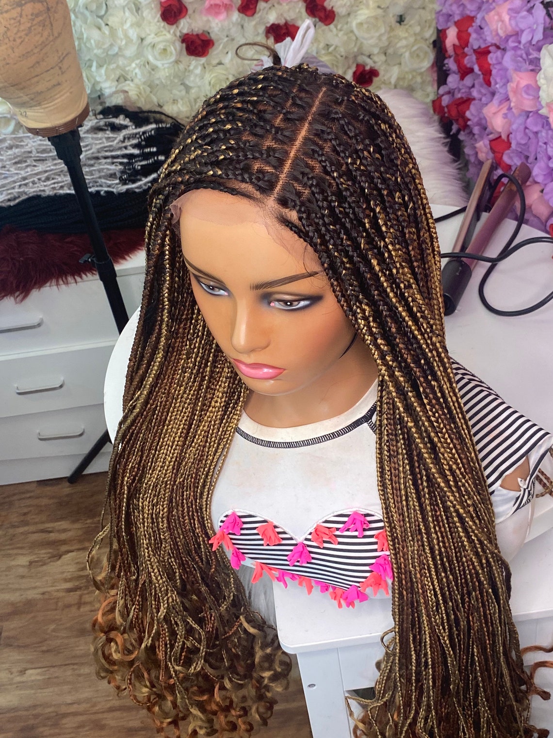 Braided wig Human hair wig box braids crochet braids hair wig Etsy