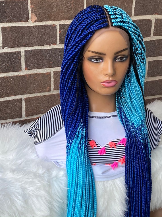 Knotless Braids- Midnight Blue Lace Frontal Box Braided Wig Knotless Braids  $120 QualityHairByLawlar - Quality Hair By Lawlar