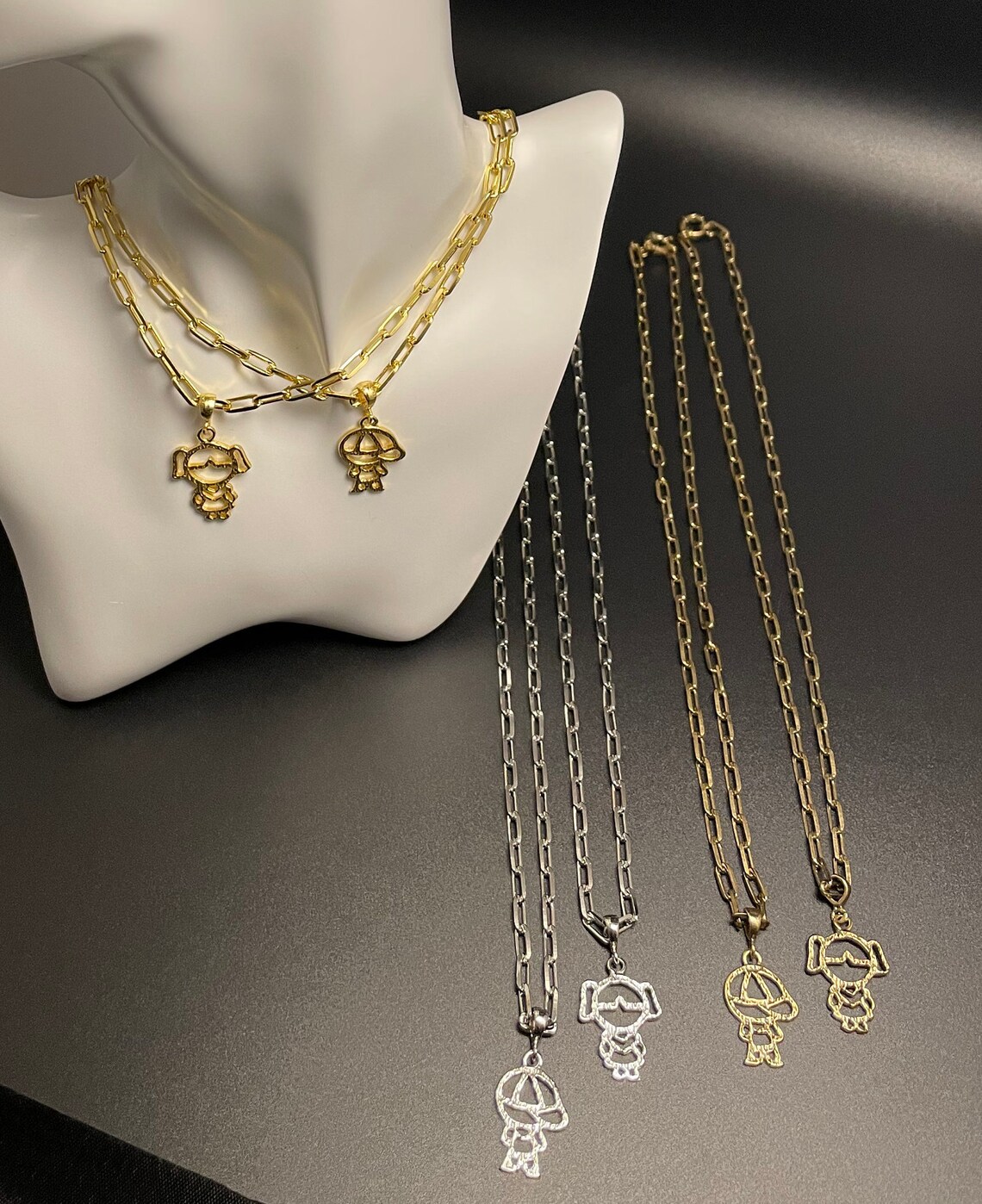 BOY or GIRL pendant with stylish necklace in gold filled Etsy