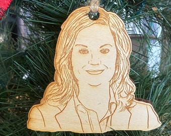 Leslie Knope (Parks and Rec) Wooden Christmas Ornament