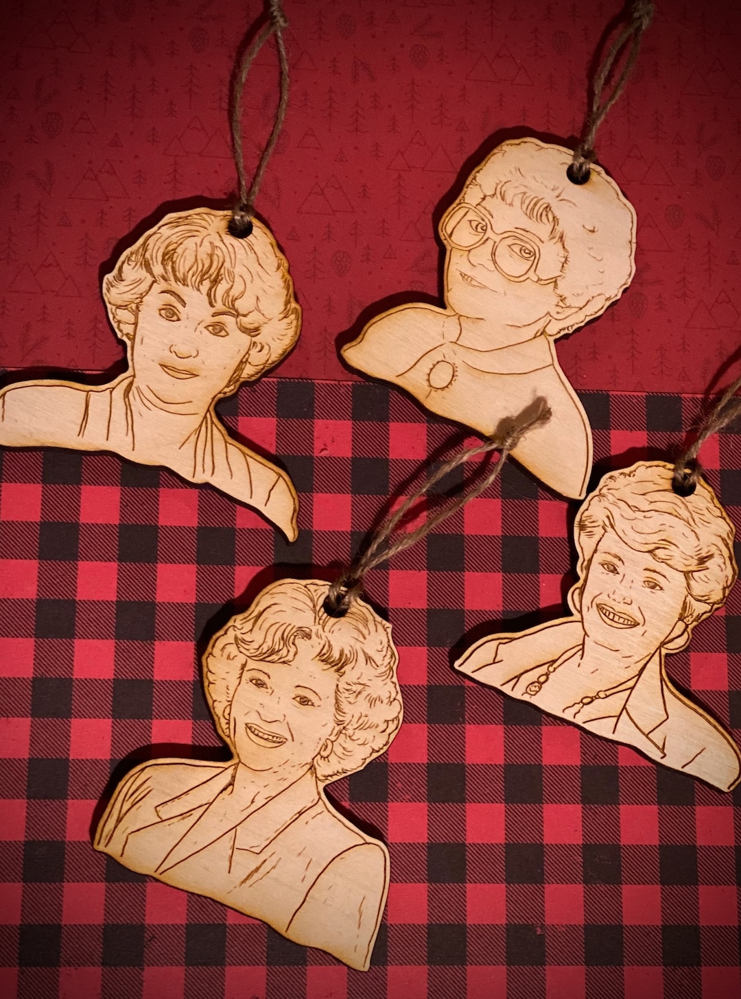 Golden Girls blanche, Rose, Dorothy, Sophia Wooden Christmas Ornament