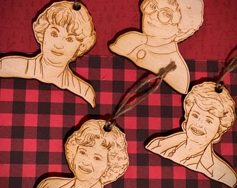 Golden Girls (Blanche, Rose, Dorothy, Sophia) wooden Christmas ornament bundle