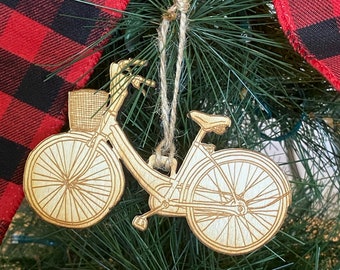 Bicycle wooden Christmas ornament