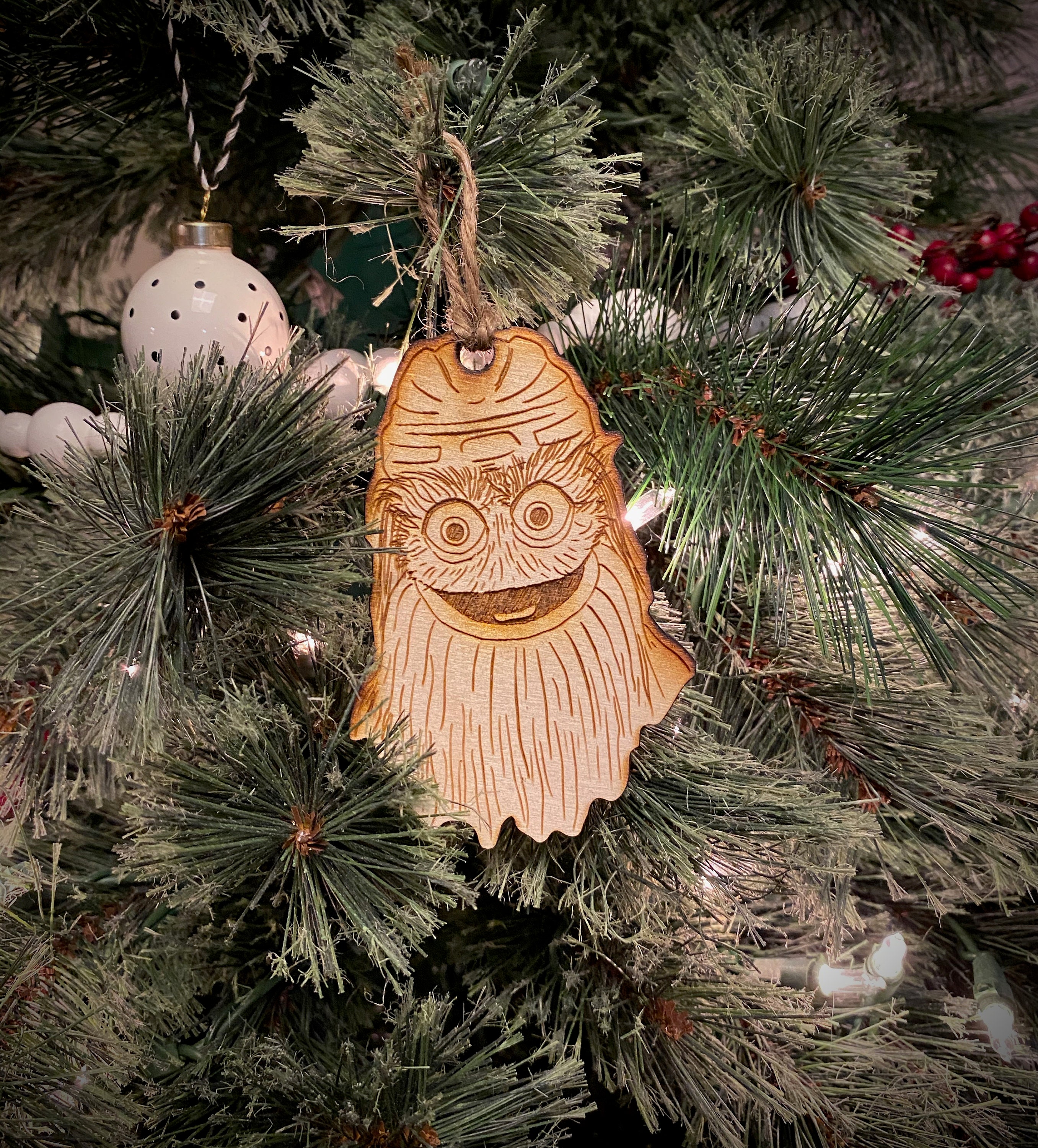 Gritty wooden Christmas ornament