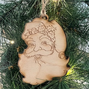 Vintage Santa wooden Christmas ornament