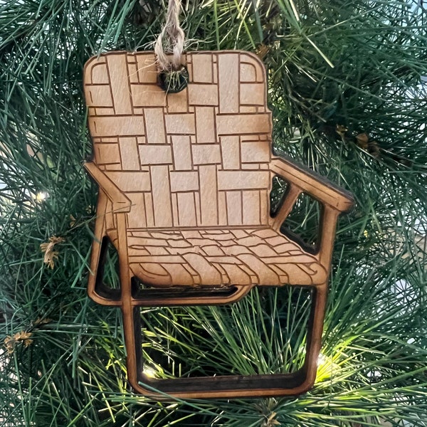 Vintage Lawn Chair wooden Christmas ornament
