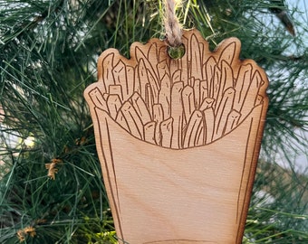 French Fries wooden Christmas ornament