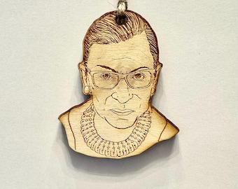 Ruth Bader Ginsberg wooden Christmas ornament personalizable gift