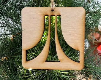 Atari Logo wooden Christmas ornament personalizable gift