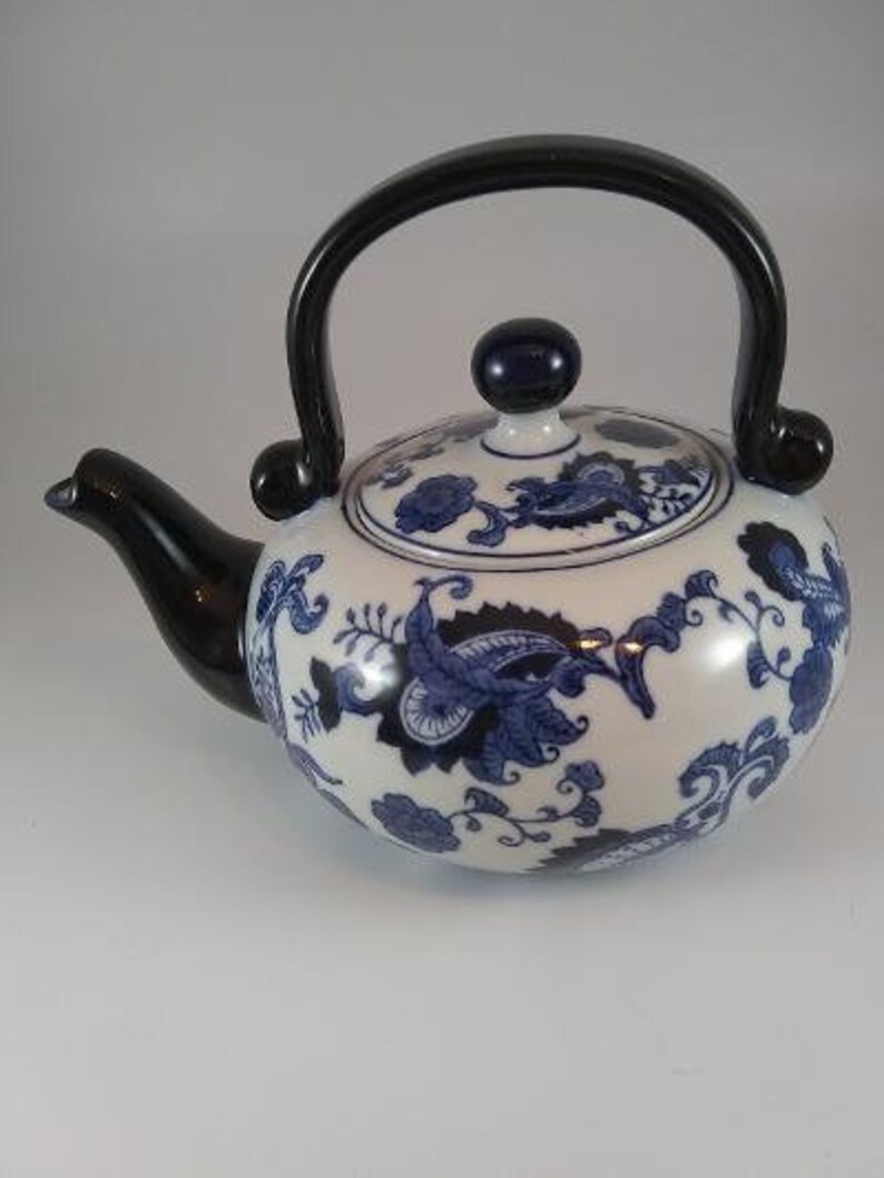 Pier 1 White & Blue Paisley Tea Set - Etsy