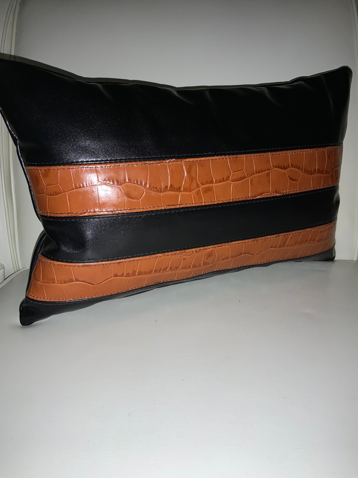Genuine Leather Pillow Cover Lumbar Pillow CoverCushion Etsy