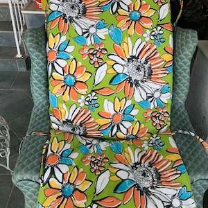 Floral Chaise Lounge Reversible Replacement Cushion Cover Black Blue Green Orange White Yellow Chaise Lounge Cover