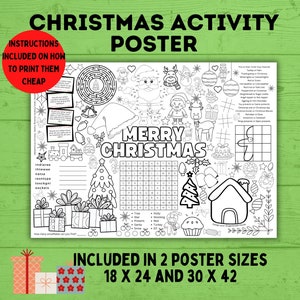 Christmas Activity Page and Coloring Poster | Poster for Kids | Christmas Activity | Christmas Poster | Christmas Printable | Christmas