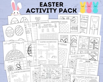 Christliches Ostern Bundle-Pack, Osteraktivität, Osterspiele, Ostersonntag Schulspiele, Osterpuzzle, Kreuzworträtsel, Labyrinthe, Malseiten