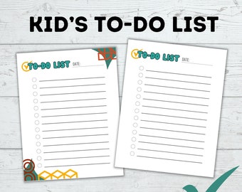 Kid's To-do List and Checklist | Digital Download | Simple Kid's Checklist | Daily to-do List | Kid's List | PDF Download | Daily Routine