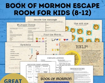Book of Mormon Escape Room for Kids ages 8-12 | Book of Mormon Games for Kids | Sunday School Game | LDS Game | Church | Kids Escape Room
