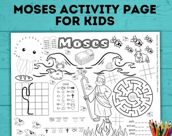 Moses Coloring Sheet | Sunday School Activity Page | Bible Activity Sheet | Ten Commandments | Sunday School Lesson | Bible Character