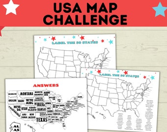 United States Map Game, Label the US Map, American Map, States Game, 4th of July Game, Geography Game, Memorial Day Game, American Trivia