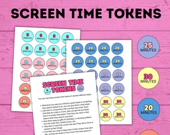 Recompensas de tiempo de pantalla / Fichas de tiempo de pantalla / Dólares de tiempo de pantalla / Gráfico de tiempo de pantalla / Fichas de recompensa / Monedas de recompensa / Monedas de tiempo de pantalla /