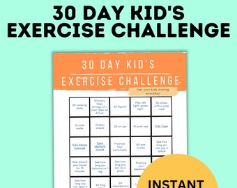 30 Days Kids Exercise Challenge | Kids Activities | Kids Exercises | PDF Download | Physical Activity for Kids | Kids Printables