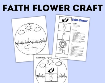 Faith Craft, Sunday School Craft, Bible Lesson, Homeschool, VBS, Christian Activity, Faith Object Lesson, Kids Craft, Faith Flower Craft
