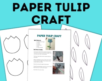 Paper Flower Craft Template for Kids | Craft Template for Kids | Tulip Flower Craft