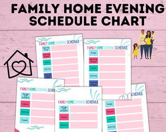Family Home Evening Schedule Chart | FHE Chart | FHE schedule | Family Chart | Lesson Chart | FHE Assignments | Family Home Evening Schedule