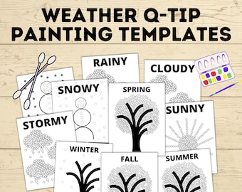 Q Tip Painting Weather Printable | Preschool Activity PDF | Preschool Craft | Weather Activities | Preschool Lesson | Preschool Activities