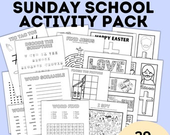 Sunday School Activity Fun Pack | Sunday School Craft | Church Activities | Church Printables | Sunday School Activity Page | Printable