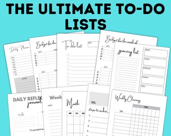 Simple To-Do Lists | The Ultimate to-do list | Planner Sheets | To-do Lists for Moms | Grocery List | Budget | Cleaning List | Monthly List