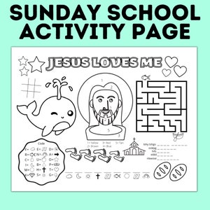 Sunday School Activity Page | Christ Activity Page | Coloring Page for Kids  | Christian Activity Page | Church Activity Page