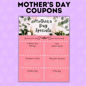 Cupones para el Día de la Madre / Ofertas especiales para el Día de la Madre / Regalos para el Día de la Madre de niños / Cupones para mamá / Ideas de regalos para el Día de la Madre / Cupones personalizados
