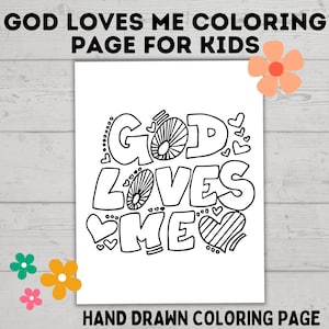 God Loves Me Coloring Page | Coloring Page for Kids | Affirmations ...