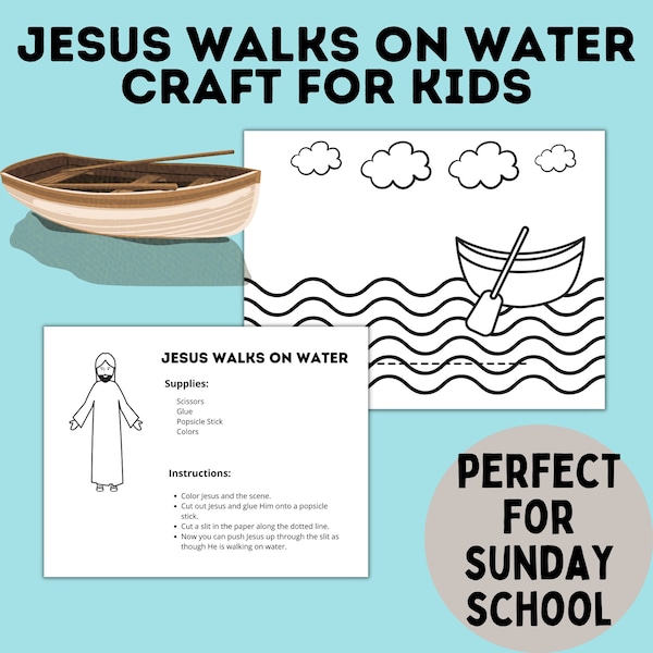 Jezus loopt op watervaartuigen | Jezus Ambacht | Zondagsschoolknutsel | Kinderknutsels | Kerkambacht | Peuter ambacht