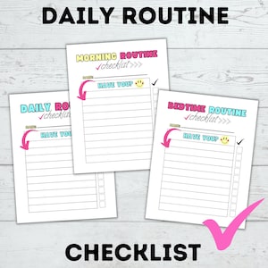 Daily Routine Checklist for Kids | Morning Routine Checklist | Bedtime Routine Checklist | Kids Checklist | Toddler Checklist | Chore Chart