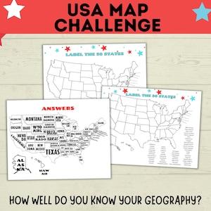 USA Kartenspiel | Beschriften Sie die USA Map | Amerikanische Karte | Staatenspiel | 4. Juli Spiel | Geschichtsspiel | Geographie-Spiel | Gedenktag