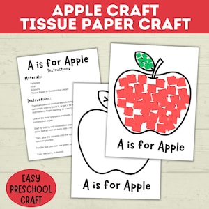 Apfel Basteln für Kinder | Kinder Basteln | Vorschulhandwerk | Kleinkind Handwerk | Apfel Vorlage | Herbst Handwerk | Saisonales Kunsthandwerk | Bastelvorlage
