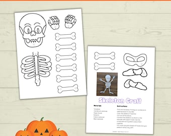 Skeleton Craft | Build a Skeleton | Halloween Craft | Kids Craft Template | Classroom Craft | Party Craft | Halloween Printables for Kids